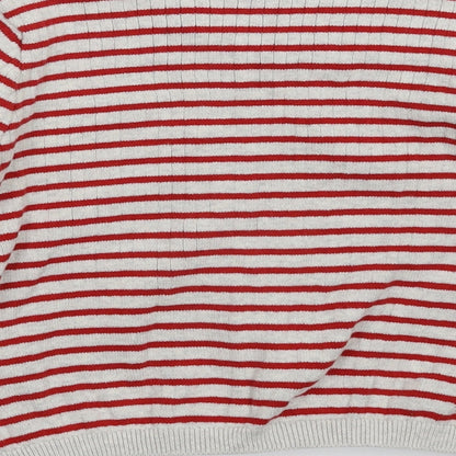 Next Girls White Striped Knit Pullover Jumper Size 8 Years
