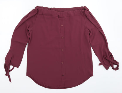 Boohoo Womens Purple   Basic Blouse Size 10