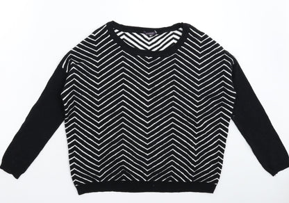 Promod Womens Black Striped Knit Pullover Jumper Size XS  - Oversized