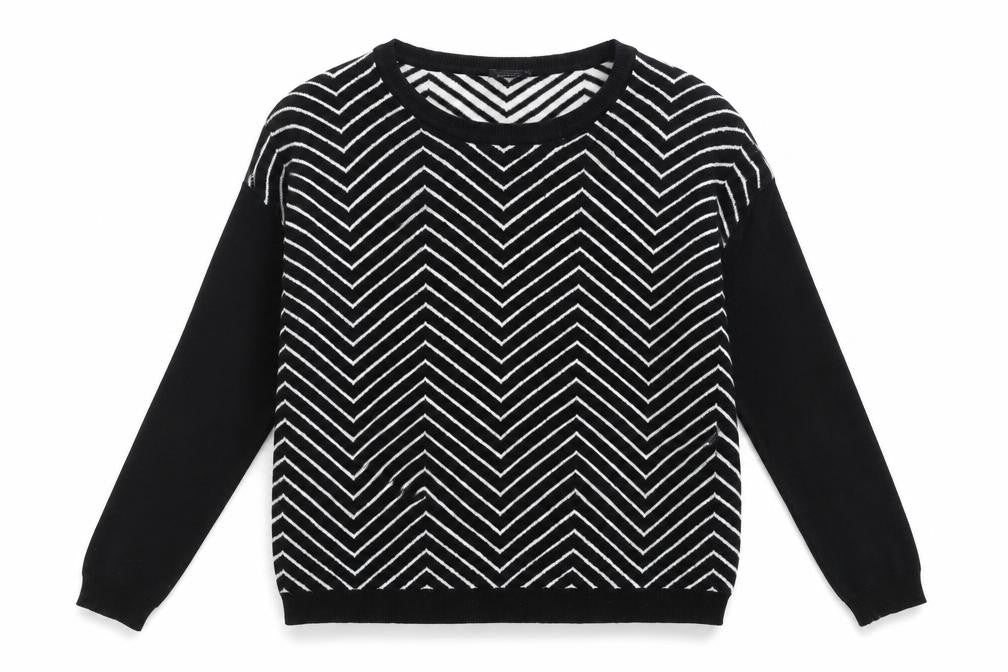 Promod Womens Black Striped Knit Pullover Jumper Size XS  - Oversized