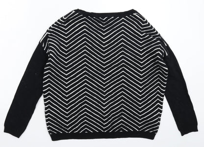 Promod Womens Black Striped Knit Pullover Jumper Size XS  - Oversized