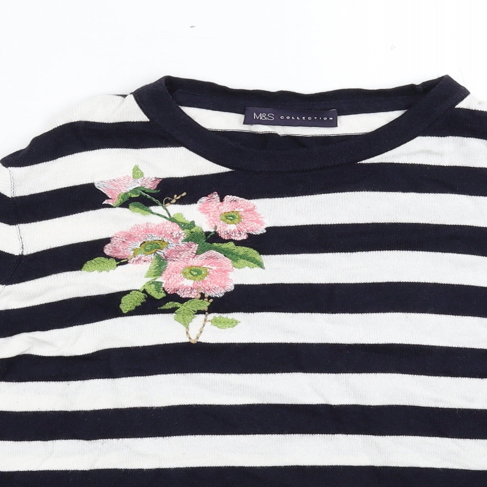 Marks and Spencer Womens Multicoloured Striped Knit Pullover Jumper Size 16