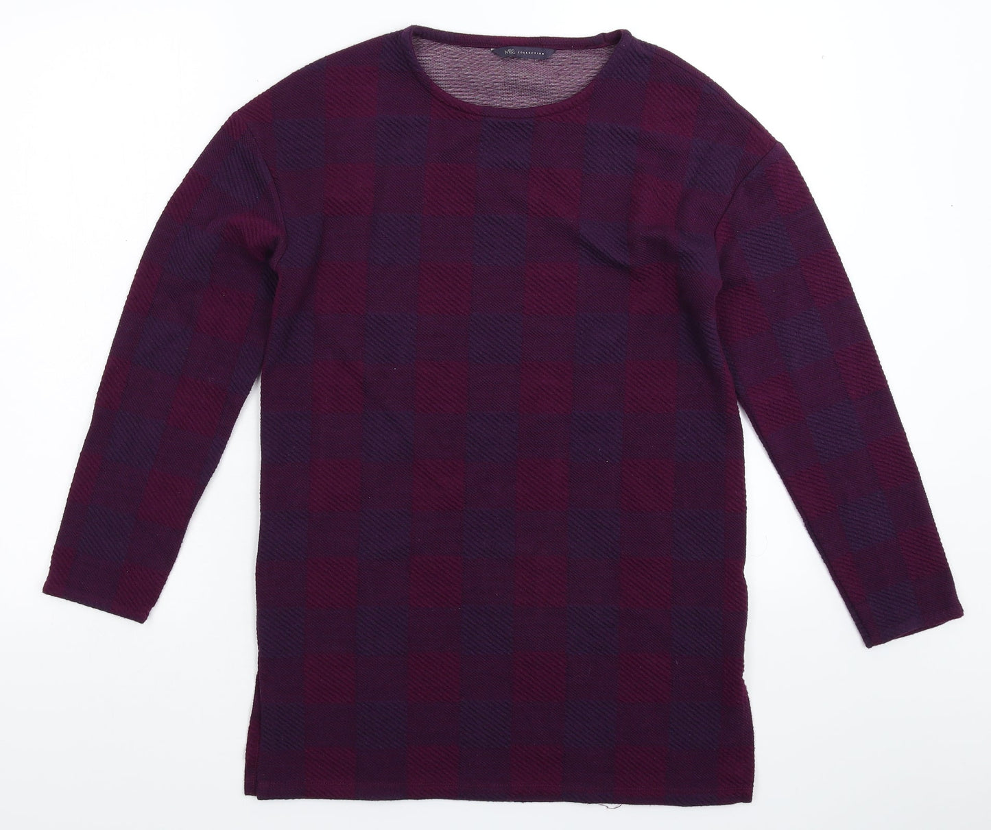 Marks and Spencer Womens Purple Check  Pullover Sweatshirt Size M