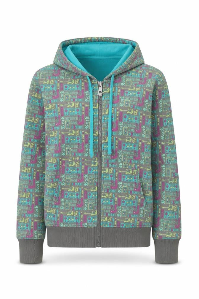 ardene Girls Multicoloured Geometric  Full Zip Jumper Size M