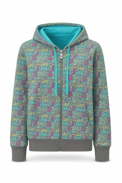 ardene Girls Multicoloured Geometric  Full Zip Jumper Size M