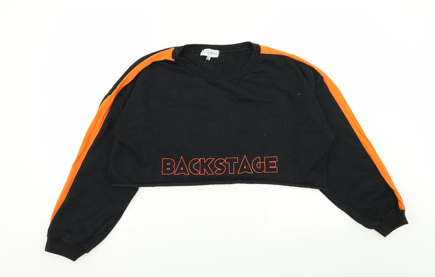 In the Style Womens Black   Pullover Jumper Size L  - crop jumper