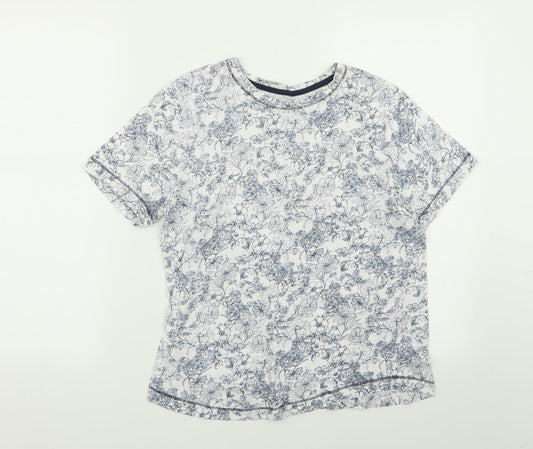Matalan Womens White Geometric  Top Pyjama Top Size S