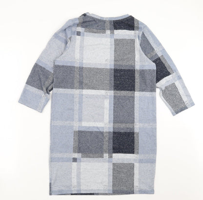 Back view of TU women’s blue check jumper dress, size UK 10