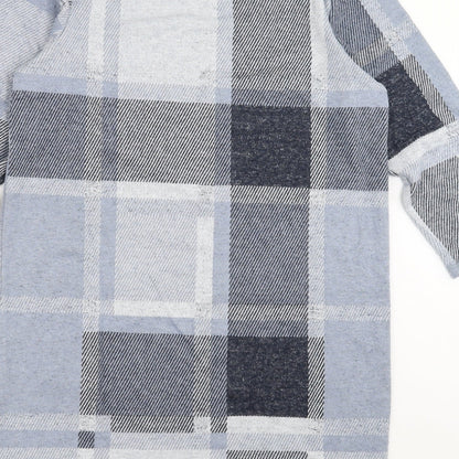 Brand and care label for TU women’s blue check jumper dress, size UK 10