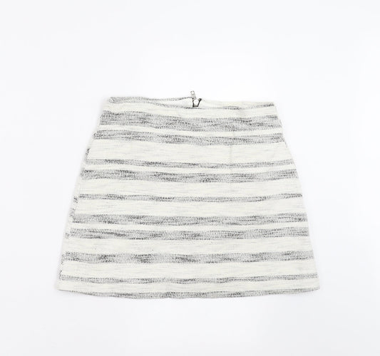 Topshop Womens Ivory Striped  A-Line Skirt Size 10