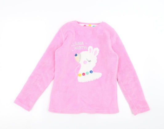 Primark Girls Pink Solid Fleece Top Pyjama Top Size 10-11 Years  - Llama