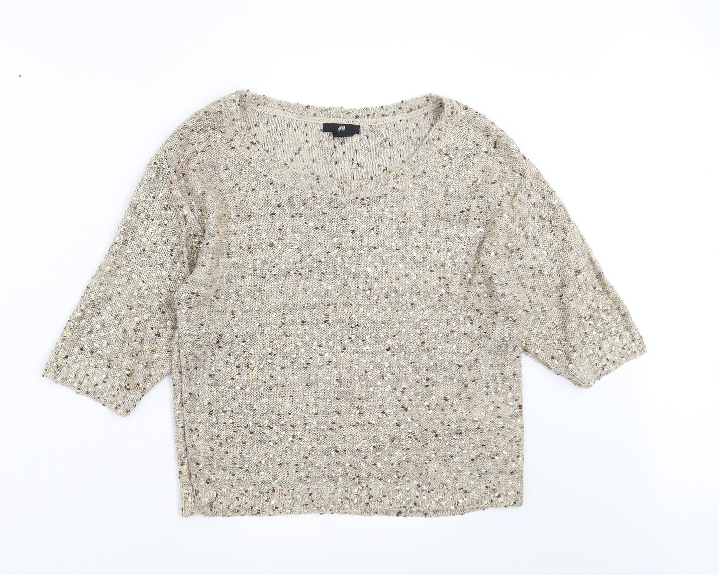 H&M Womens Beige   Pullover Jumper Size XS  - sequins