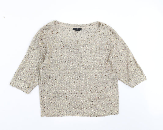 H&M Womens Beige   Pullover Jumper Size XS  - sequins