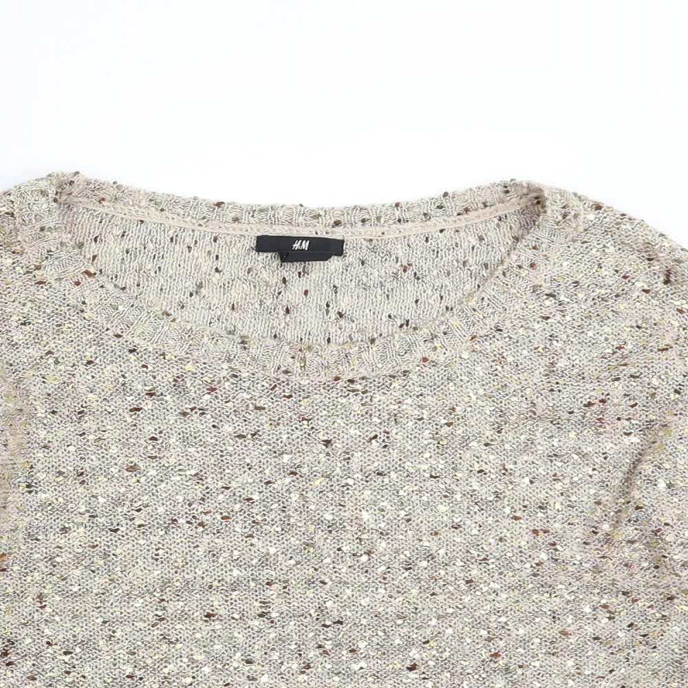 H&M Womens Beige   Pullover Jumper Size XS  - sequins