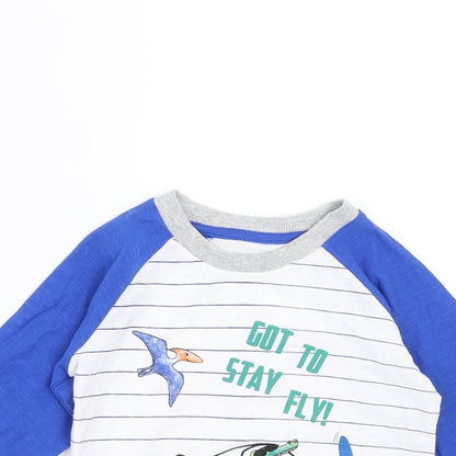 Close-up detail of Matalan Baby White Striped Basic T-Shirt, size 9-12, Months - got to stay fly
