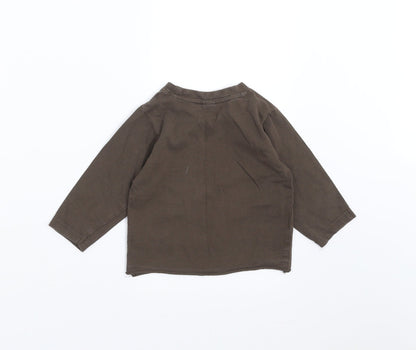 Back view of TU boys’ brown basic t-shirt, size 9-12, months