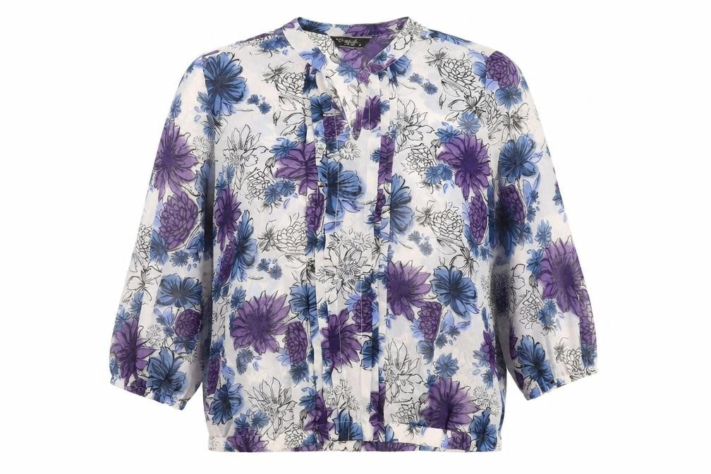 Originals Womens Blue Floral  Basic Blouse Size 16  - sheer