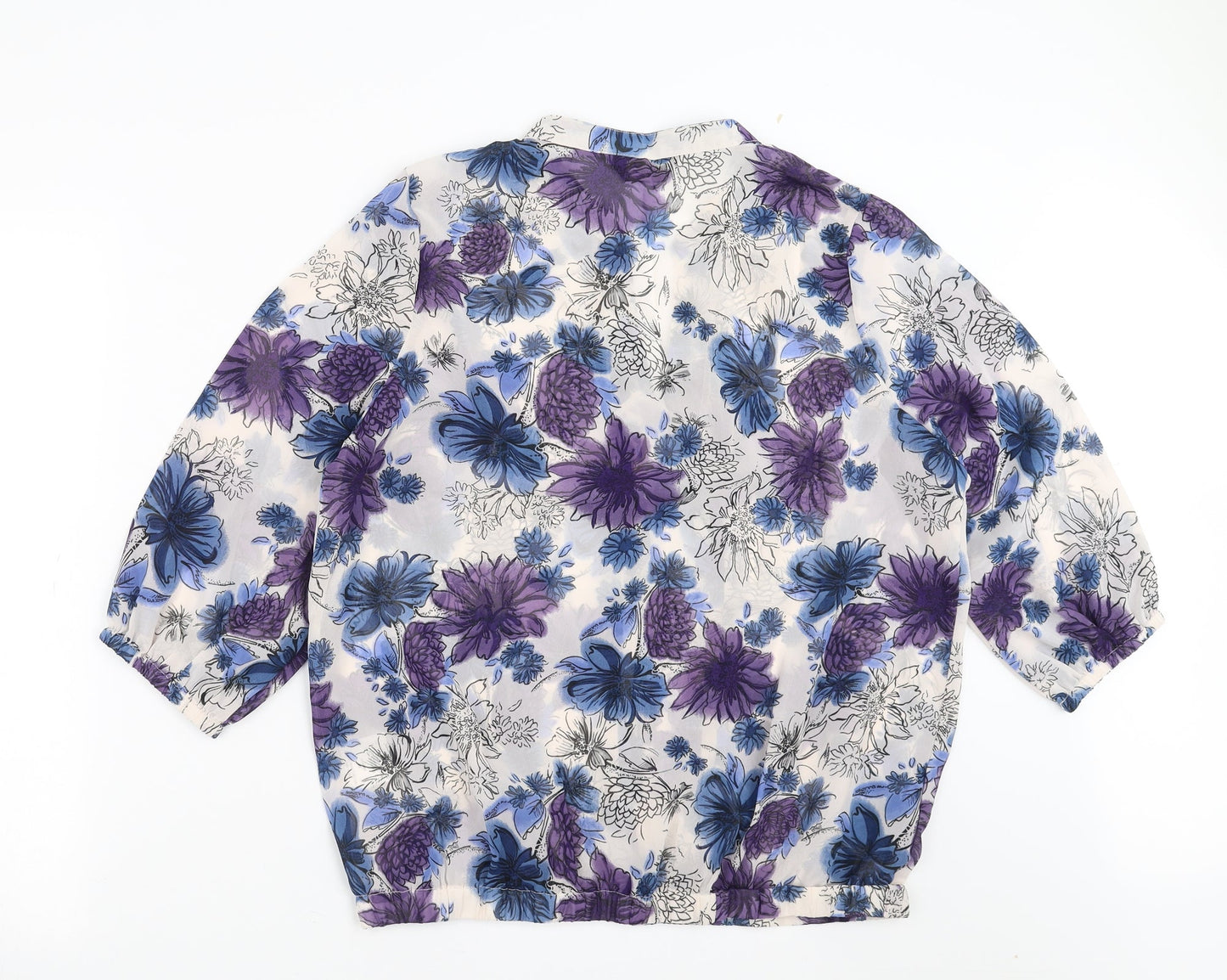 Originals Womens Blue Floral  Basic Blouse Size 16  - sheer