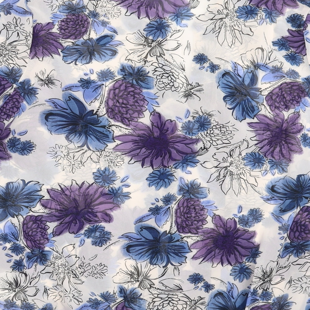 Originals Womens Blue Floral  Basic Blouse Size 16  - sheer