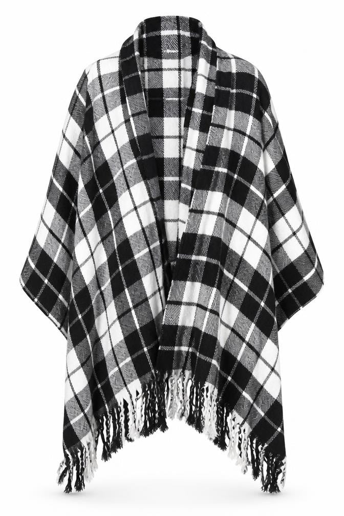 Preworn Womens Black Check  Cape Jumper One Size