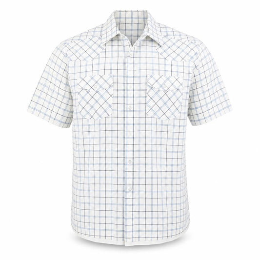 Vintage Refined Mens Blue Check   Button-Up Size M