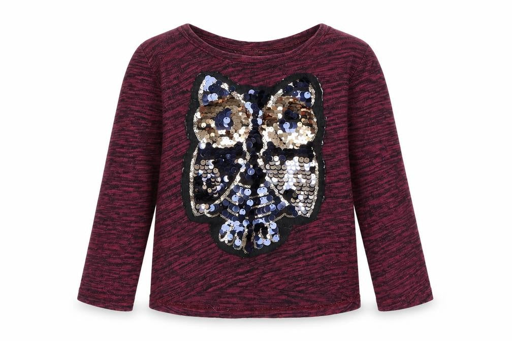 Front view of F&F girls’ purple animal print basic t-shirt, size 5-6, years