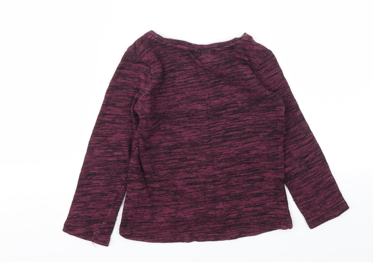 Back view of F&F girls’ purple animal print basic t-shirt, size 5-6, years