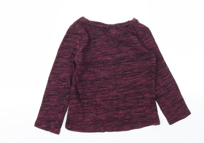 Back view of F&F girls’ purple animal print basic t-shirt, size 5-6, years