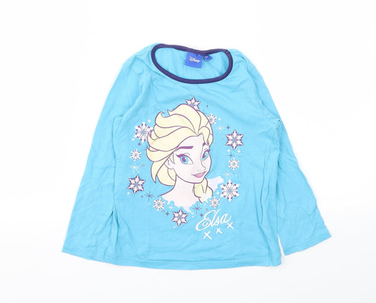 Disney Girls Blue Animal Print  Basic T-Shirt Size 4 Years