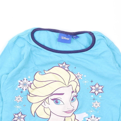 Close-up detail of Disney girls’ blue animal print basic t-shirt, size 4, years