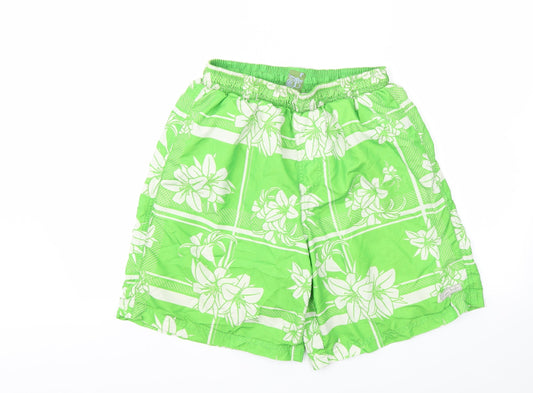 Op Mens Green Floral  Sweat Shorts Size L - Stretch waistband