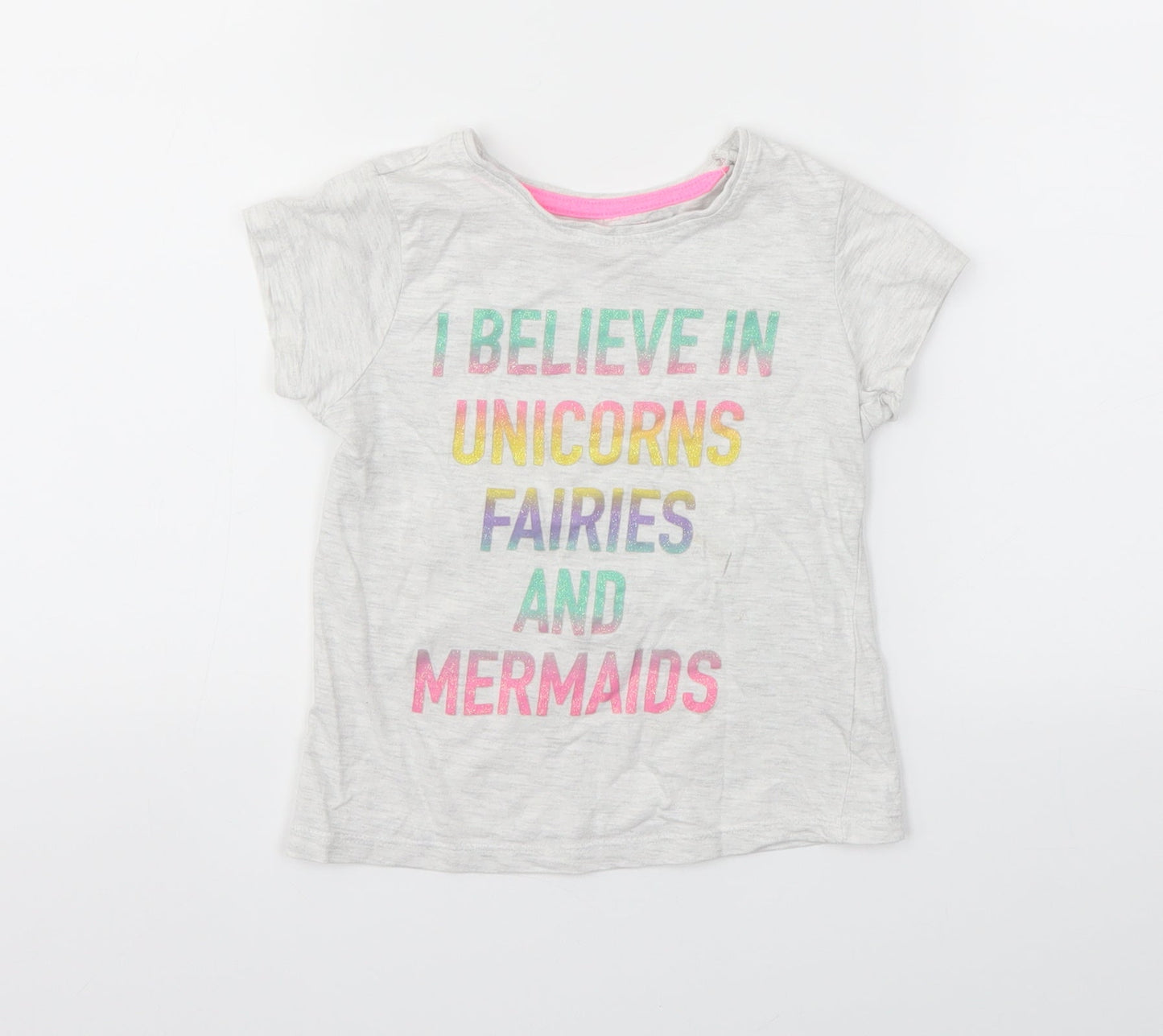 Primark Girls Grey   Basic T-Shirt Size 4-5 Years