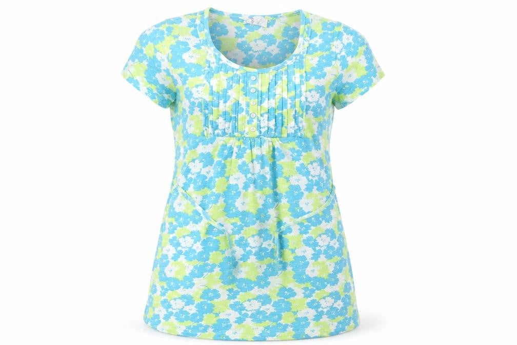 Authentic Womens Blue Floral  Basic T-Shirt Size 14