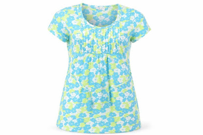 Authentic Womens Blue Floral  Basic T-Shirt Size 14