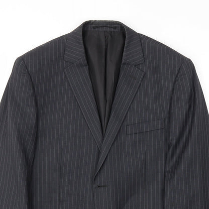 Close-up detail of French Connection men’s grey jacket blazer, size 42