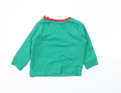 Back view of F&F girls’ green basic t-shirt, size 0-3, months