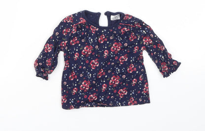 Additional front view of F&F girls’ blue floral basic t-shirt, size 0-3, months
