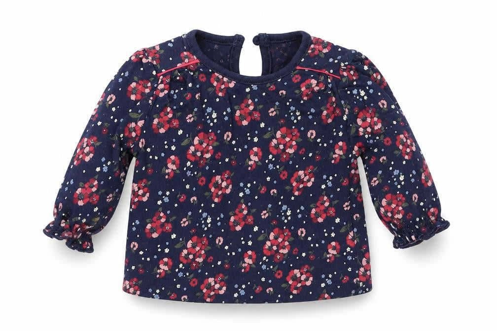 F&F Girls Blue Floral  Basic T-Shirt Size 0-3 Months