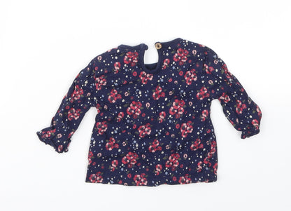 Back view of F&F girls’ blue floral basic t-shirt, size 0-3, months
