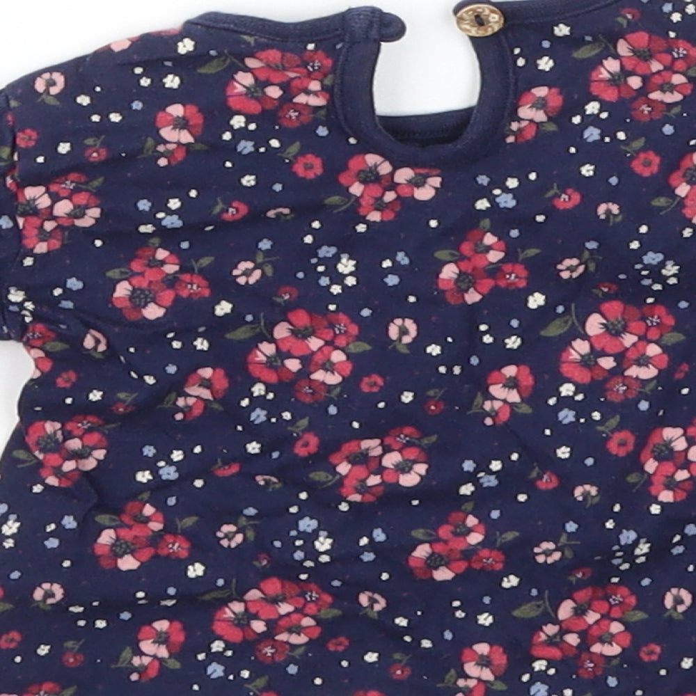 F&F Girls Blue Floral  Basic T-Shirt Size 0-3 Months