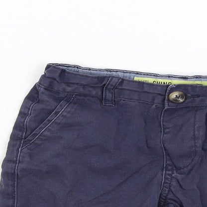 Close-up detail of Denim & Co. girls’ blue chino trousers, size 3-4, years