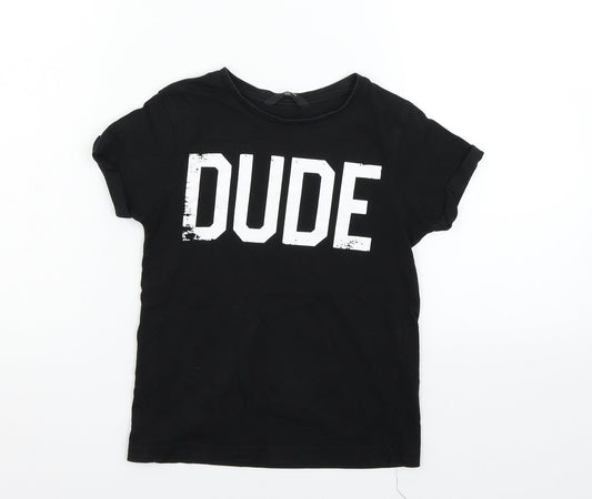 George Girls Black   Basic T-Shirt Size 6-7 Years