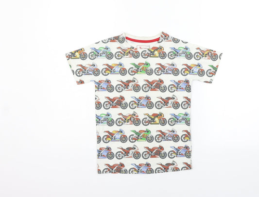 TU Girls White Geometric  Basic T-Shirt Size 6 Years