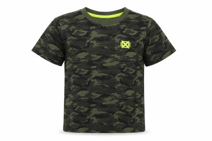Front view of F&F girls’ green geometric basic t-shirt, size 5-6, years