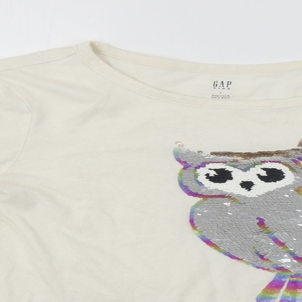 Gap  Girls White   Basic T-Shirt Size L  - Sequin detail