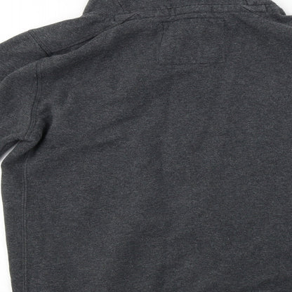 Brand and care label for L.O.G.G men’s grey jumper, size S
