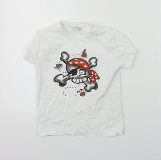 Planet 2000  Boys White   Basic T-Shirt Size 6 Years