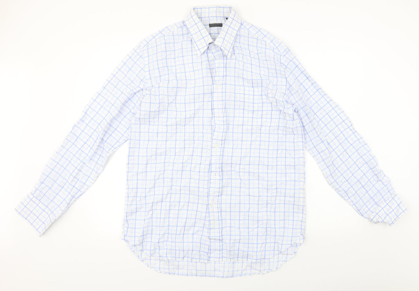 Linea  Mens Blue Check   Button-Up Size 16