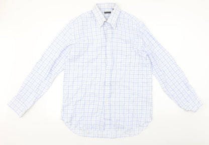 Additional front view of Linea men’s blue check button-up, size 16