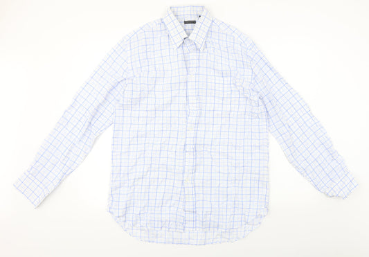 Linea  Mens Blue Check   Button-Up Size 16